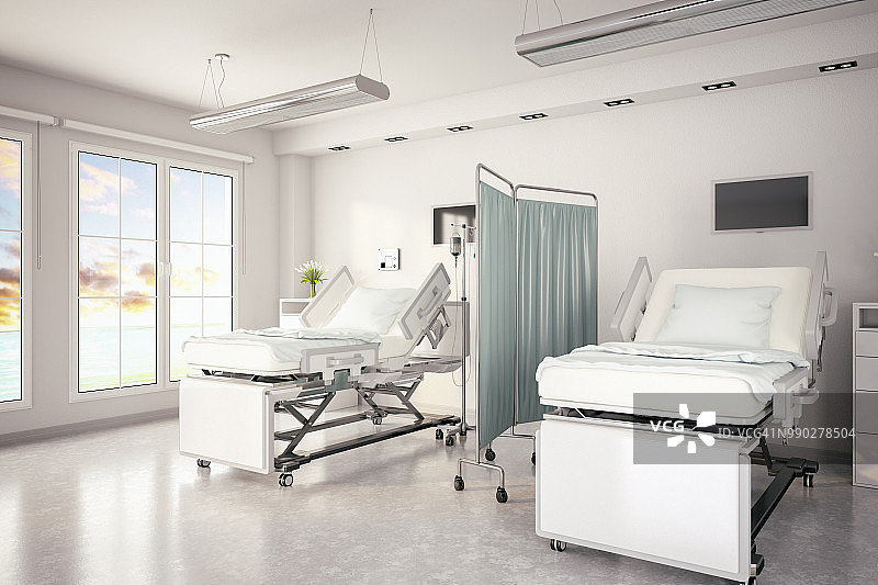 医院病房里的可调节病人床图片素材