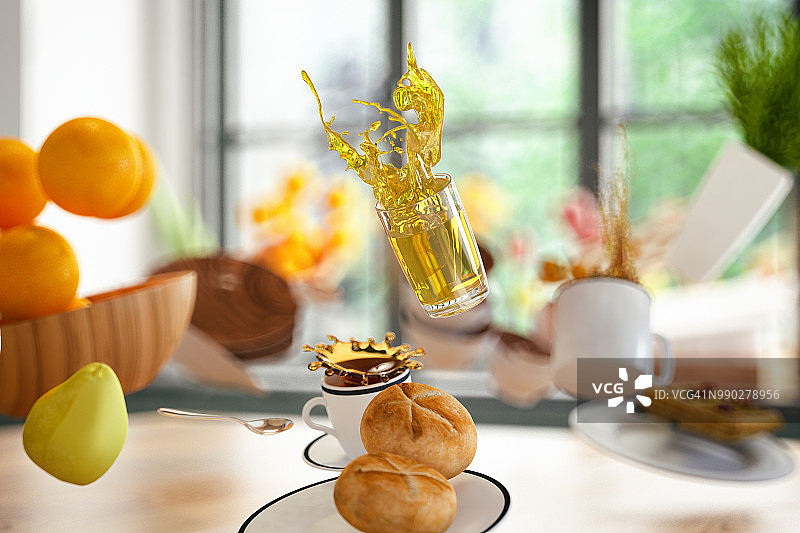 厨房零重力：漂浮概念图片素材