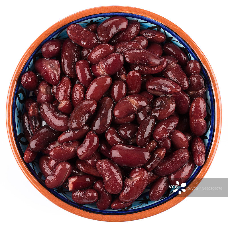盘装红腰豆，白色背景图片素材