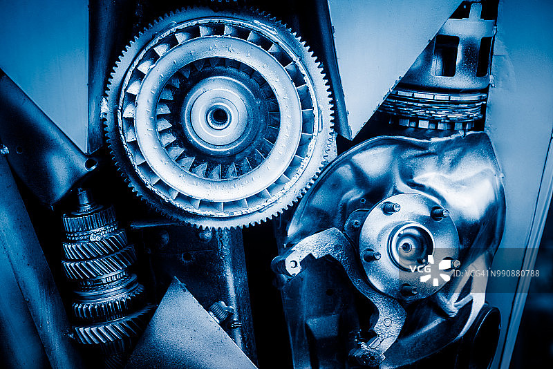 蓝色调的机械零件图片素材