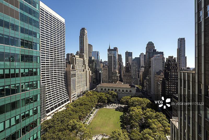 纽约市布莱恩特公园的航拍图片素材