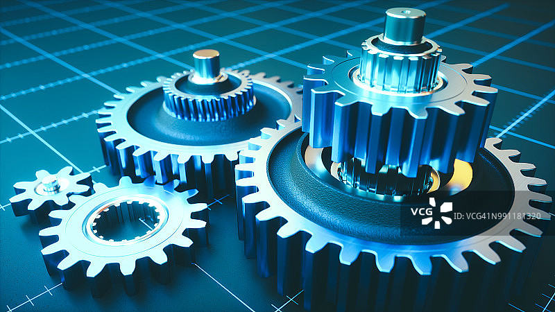 各种金属齿轮组件特写图片素材