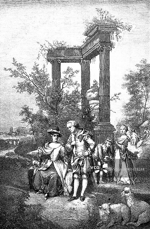 歌德一家在公园里图片素材