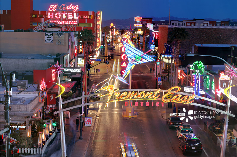 拉斯维加斯市中心弗里蒙特街夜景图片素材
