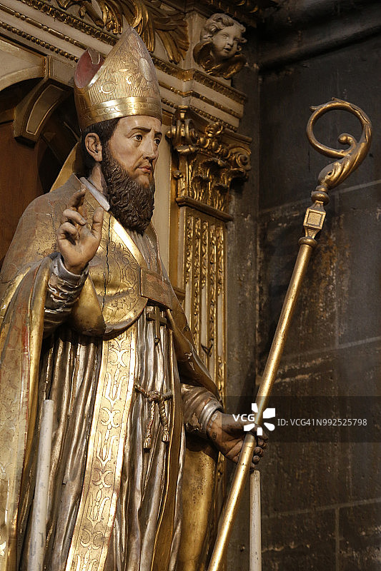 克莱蒙费朗圣母大教堂的圣方济各·沙雷氏雕像图片素材