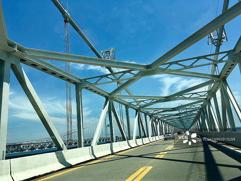 行车视角下的切萨皮克湾大桥图片素材