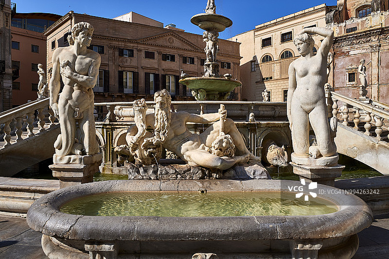 西西里岛巴勒莫的普雷托利亚喷泉图片素材