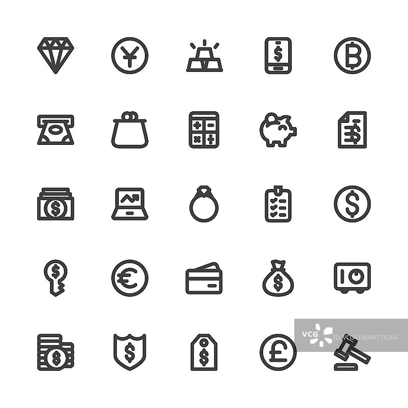 财务项目图标 - 粗线系列图片素材