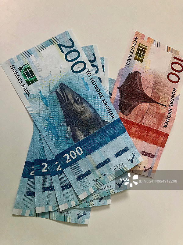 两百和一百挪威克朗纸币图片素材
