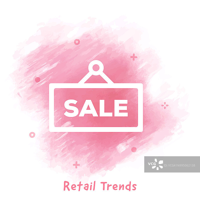 零售趋势线性图标水彩背景图片素材