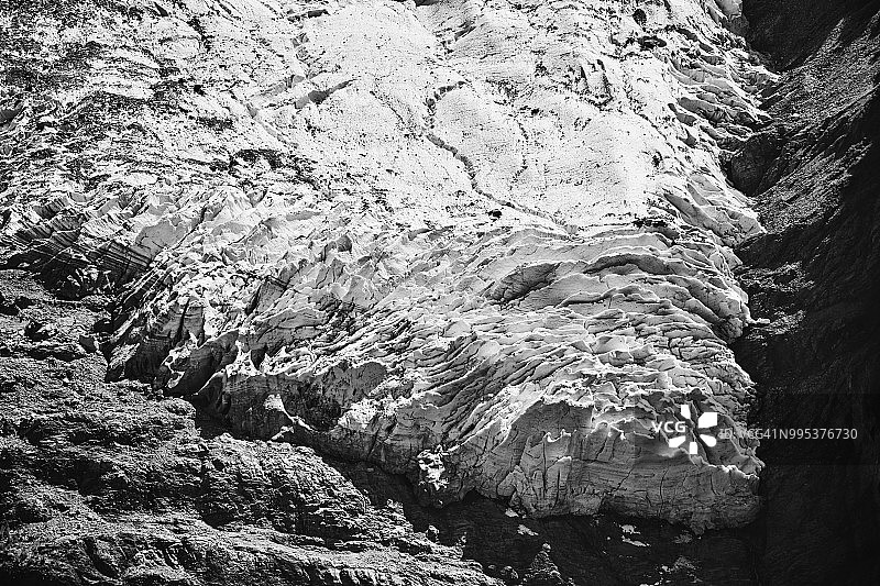 法国霞慕尼勃朗峰的博松冰川特写图片素材