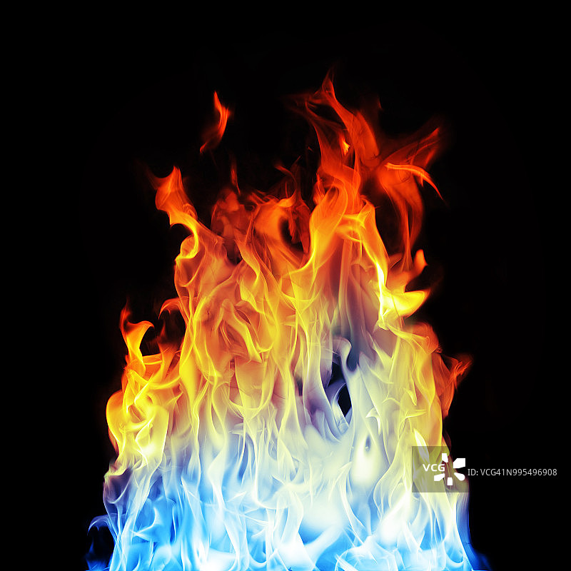 蓝色和橙色火焰图片素材