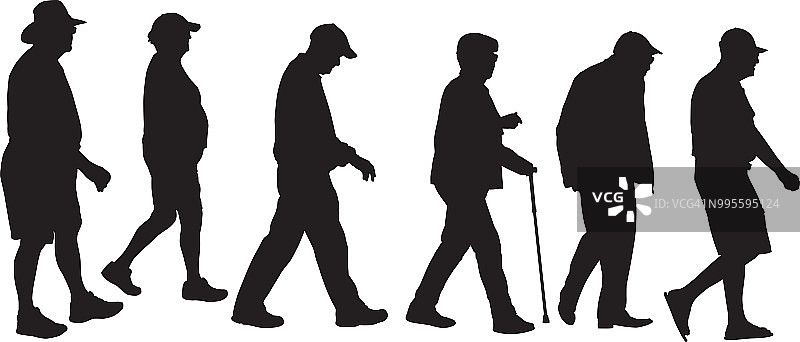老年人走路剪影图片素材