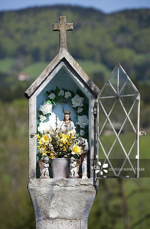 奥地利上奥地利州蒙德塞玛丽雕像神龛图片素材