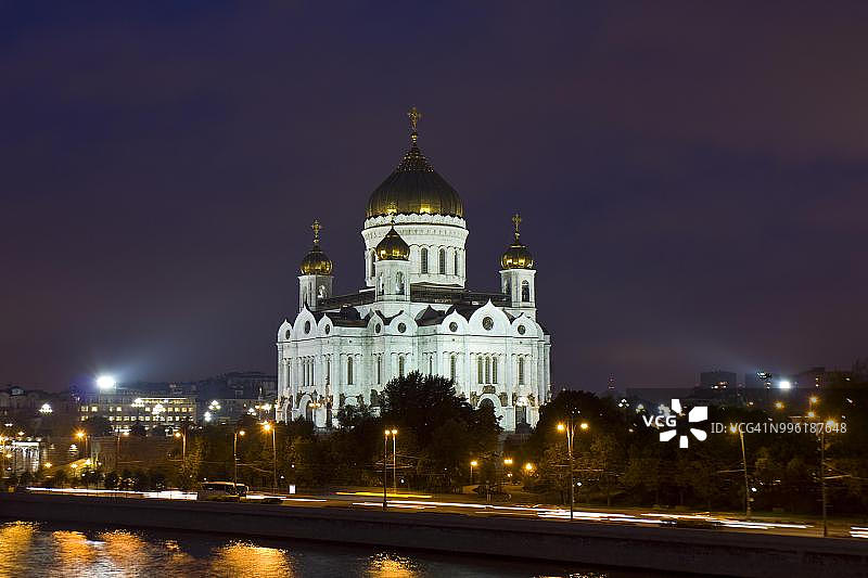 俄罗斯莫斯科夜间救世主大教堂图片素材