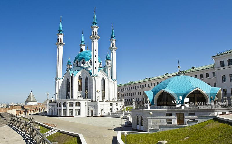 喀山克里姆林宫库尔·沙里夫清真寺，俄罗斯鞑靼斯坦共和国喀山图片素材