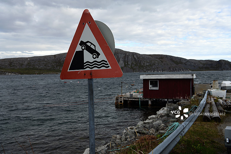 挪威北部基夫峡湾的码头标志图片素材