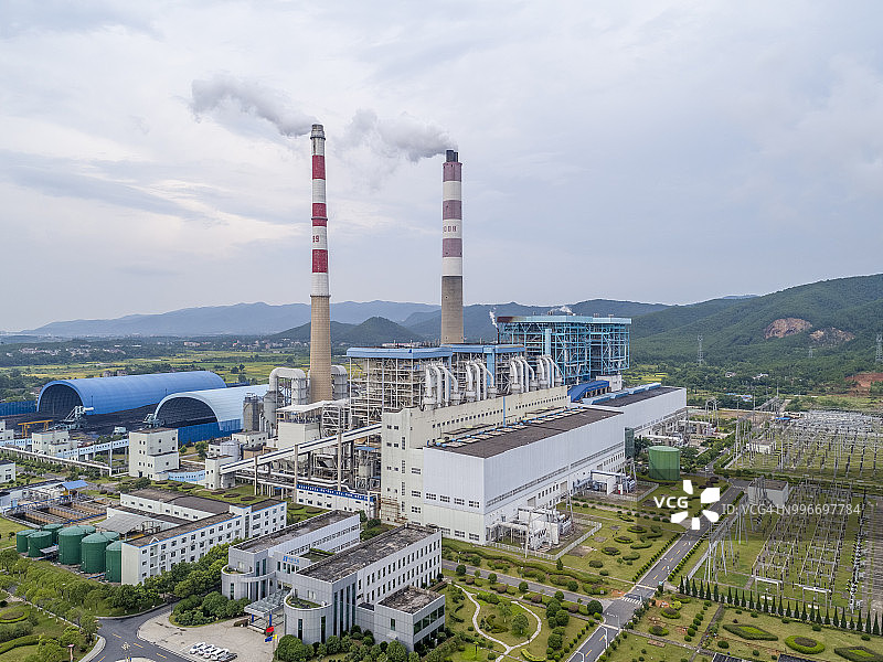 江西省火力发电站无人机航拍图片素材