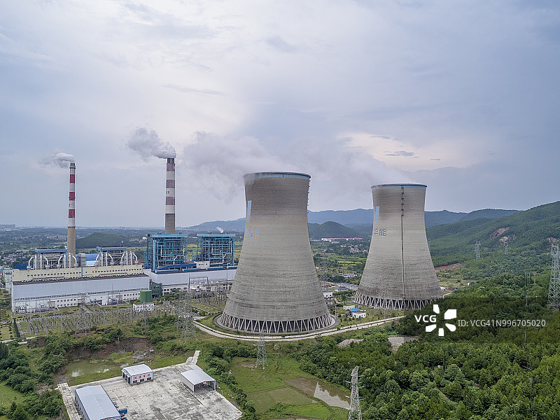 江西省火力发电站无人机航拍图片素材