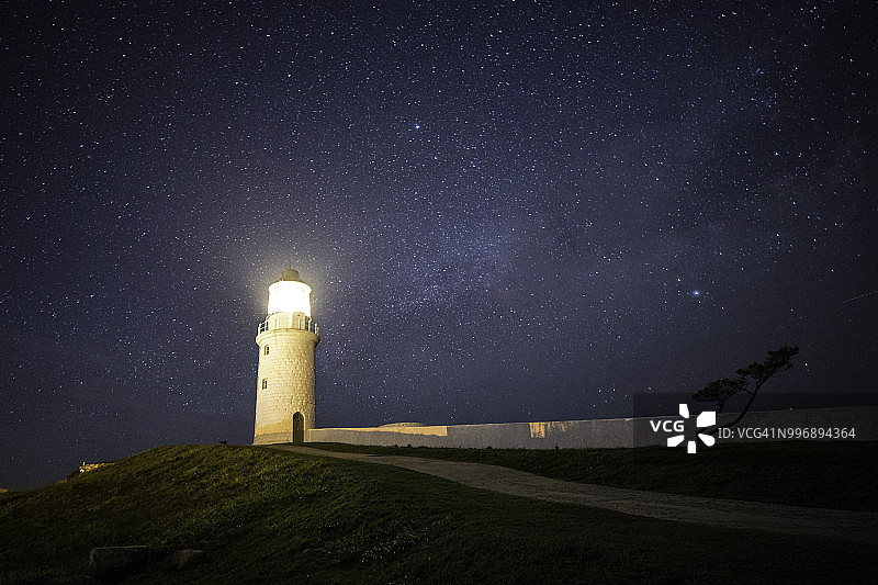 星系和灯塔图片素材