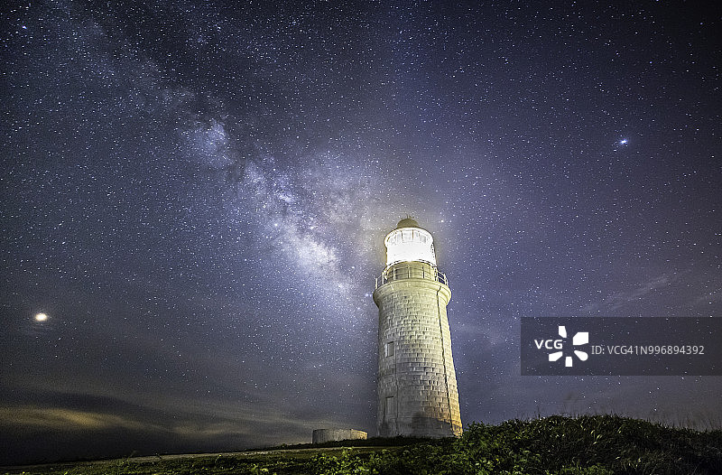 星系和灯塔图片素材