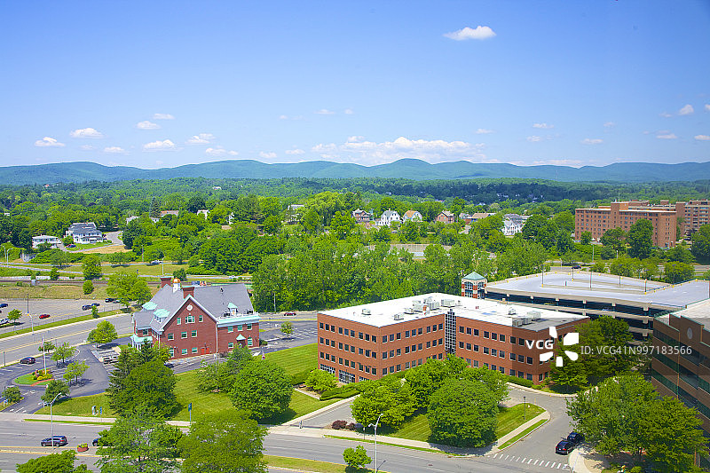 马萨诸塞州皮茨菲尔德鸟瞰图图片素材