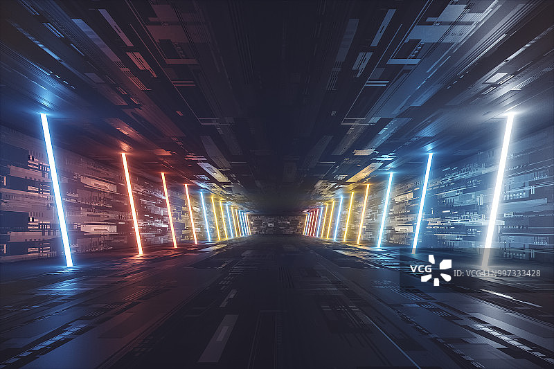 未来感黑暗发光走廊图片素材