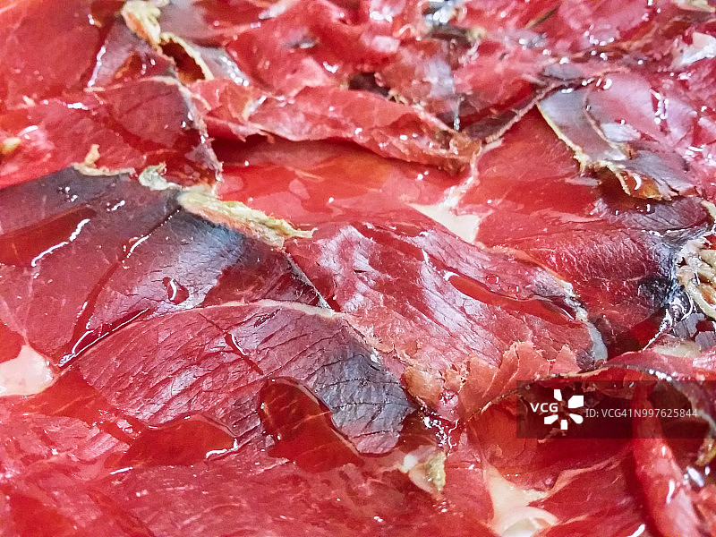 熏肉切片的特写图片素材
