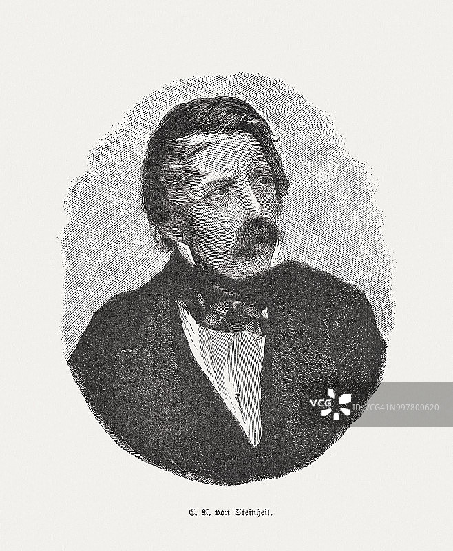卡尔·奥古斯特·冯·施泰因海尔，德国物理学家，木刻版画图片素材