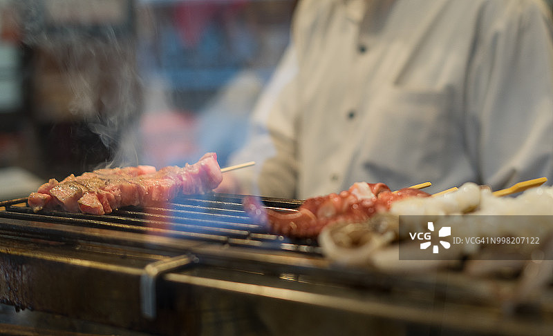 日式烤肉串烤神户和牛图片素材