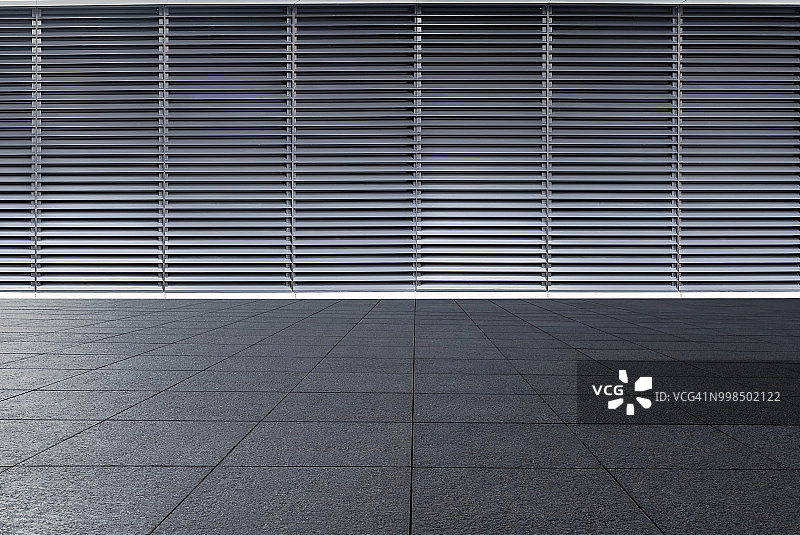灰色地板银色金属线条墙面的未来主义建筑图片素材