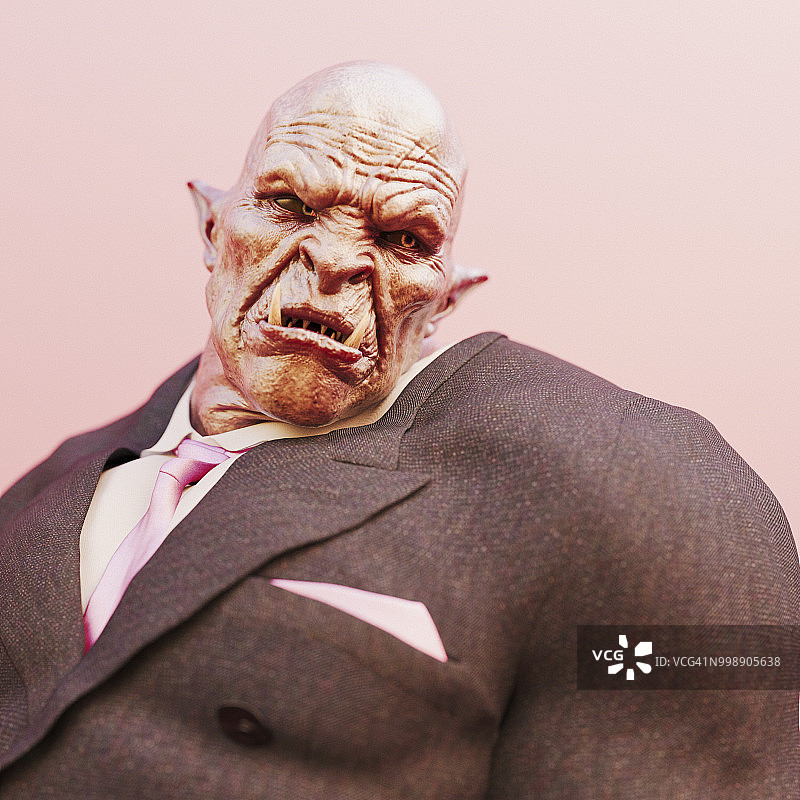 穿着西装的兽人商人图片素材