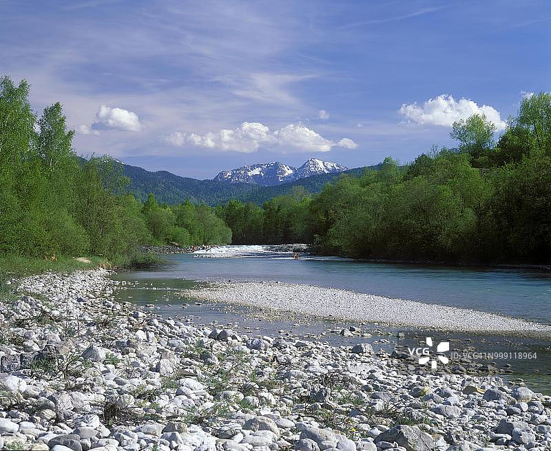 德国巴伐利亚伊萨尔河风光图片素材