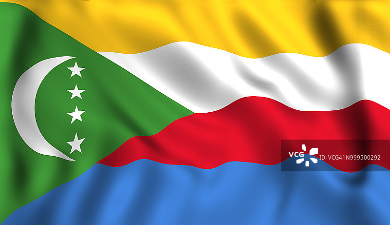 科摩罗国旗迎风飘扬图片素材