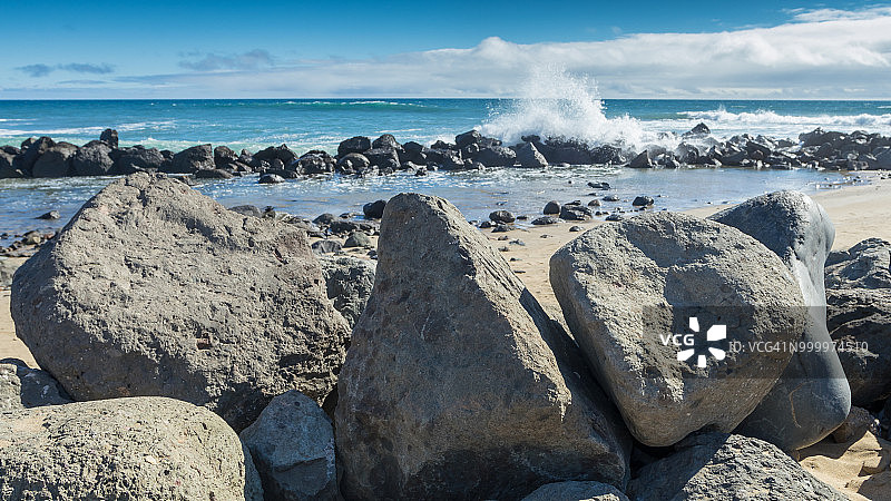 西班牙加那利群岛大加那利岛马斯帕洛马斯海滩的波浪图片素材
