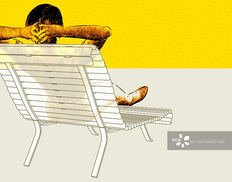 人物躺在躺椅上图片素材