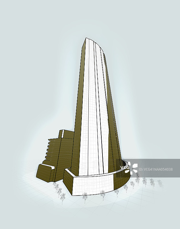 办公楼线框模型图片素材