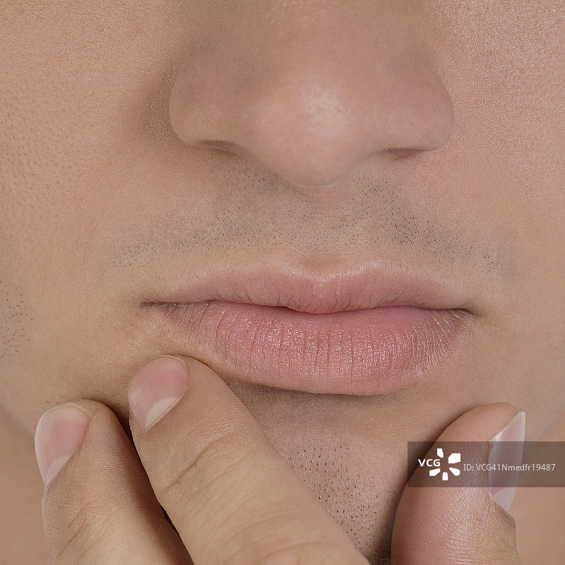 男人下巴的超近特写图片素材