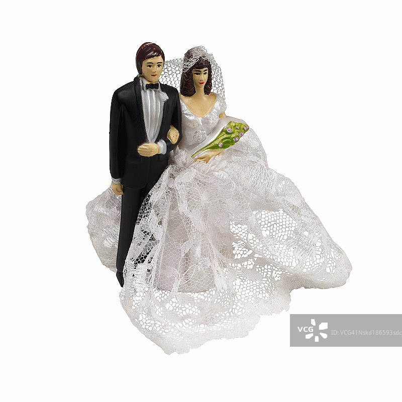 新娘和新郎小雕像特写图片素材