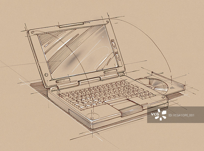 带CD-ROM托盘的笔记本电脑图片素材