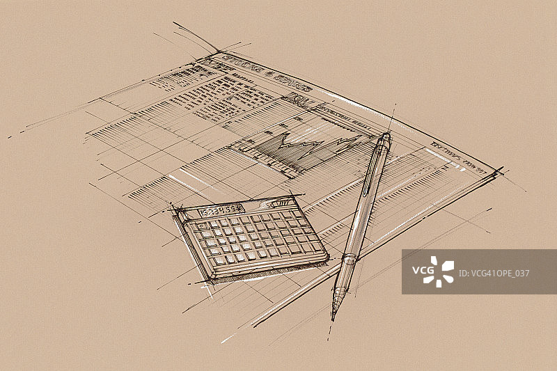 纸质铅笔和计算器图片素材