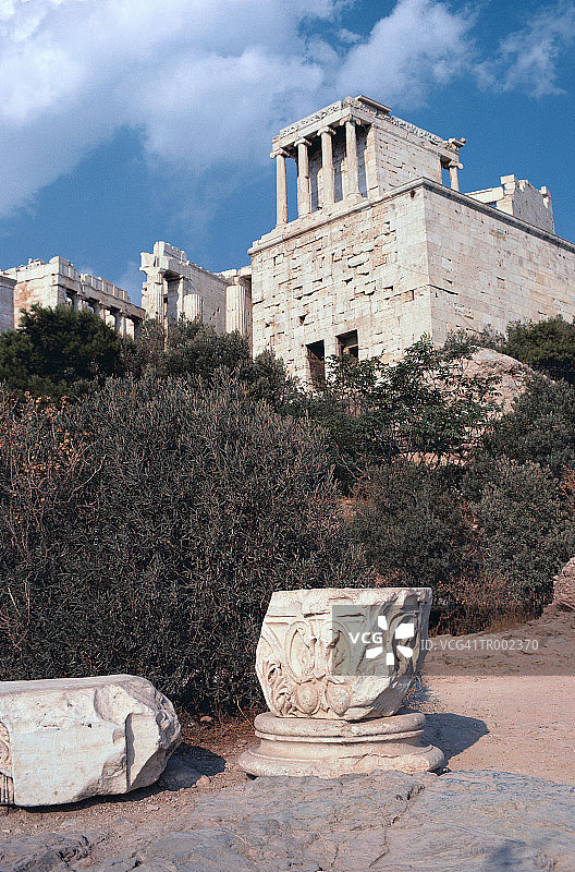 希腊雅典卫城仰视角度图片素材