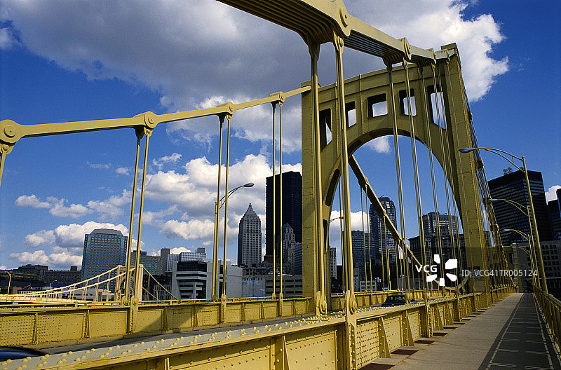 第七街大桥与匹兹堡景观图片素材