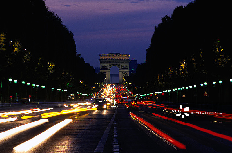 夜色下的香榭丽舍大街图片素材