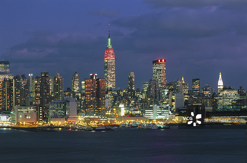纽约市夜景天际线图片素材
