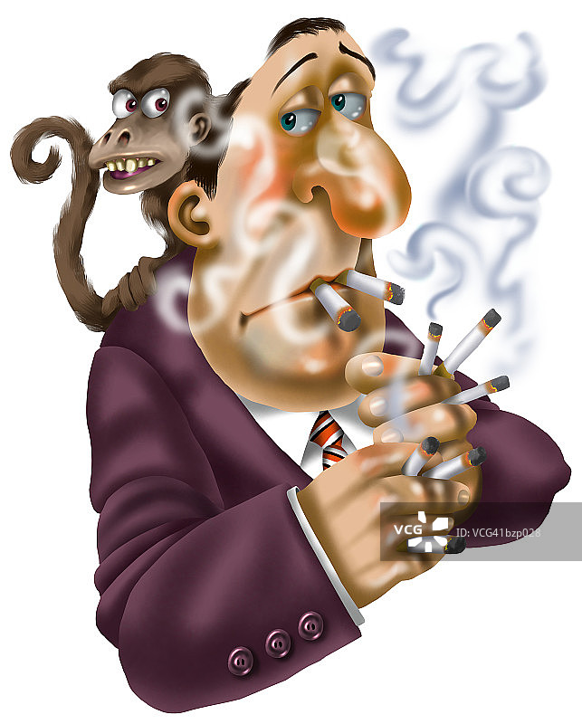 男人背着猴子图片素材