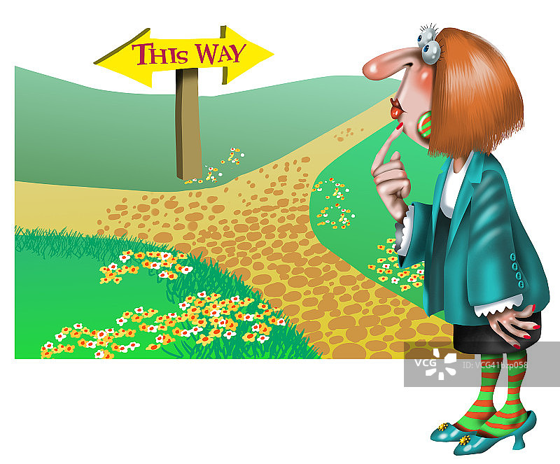 女人在十字路口图片素材