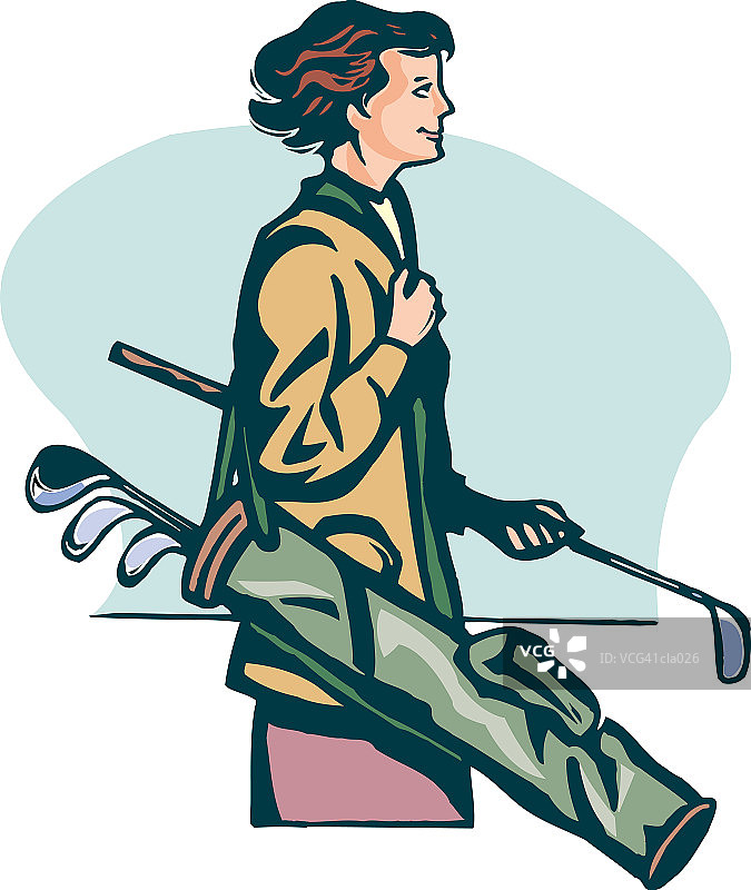 拿着高尔夫球杆的女人图片素材