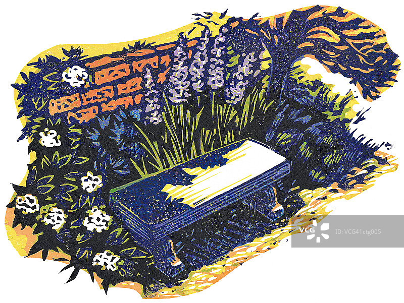 带长椅的花园图片素材