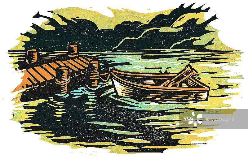 划艇和码头图片素材